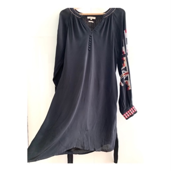 Embroidered Peasant Dress Tunic Belted Beaded Boho - Picture 9 of 13